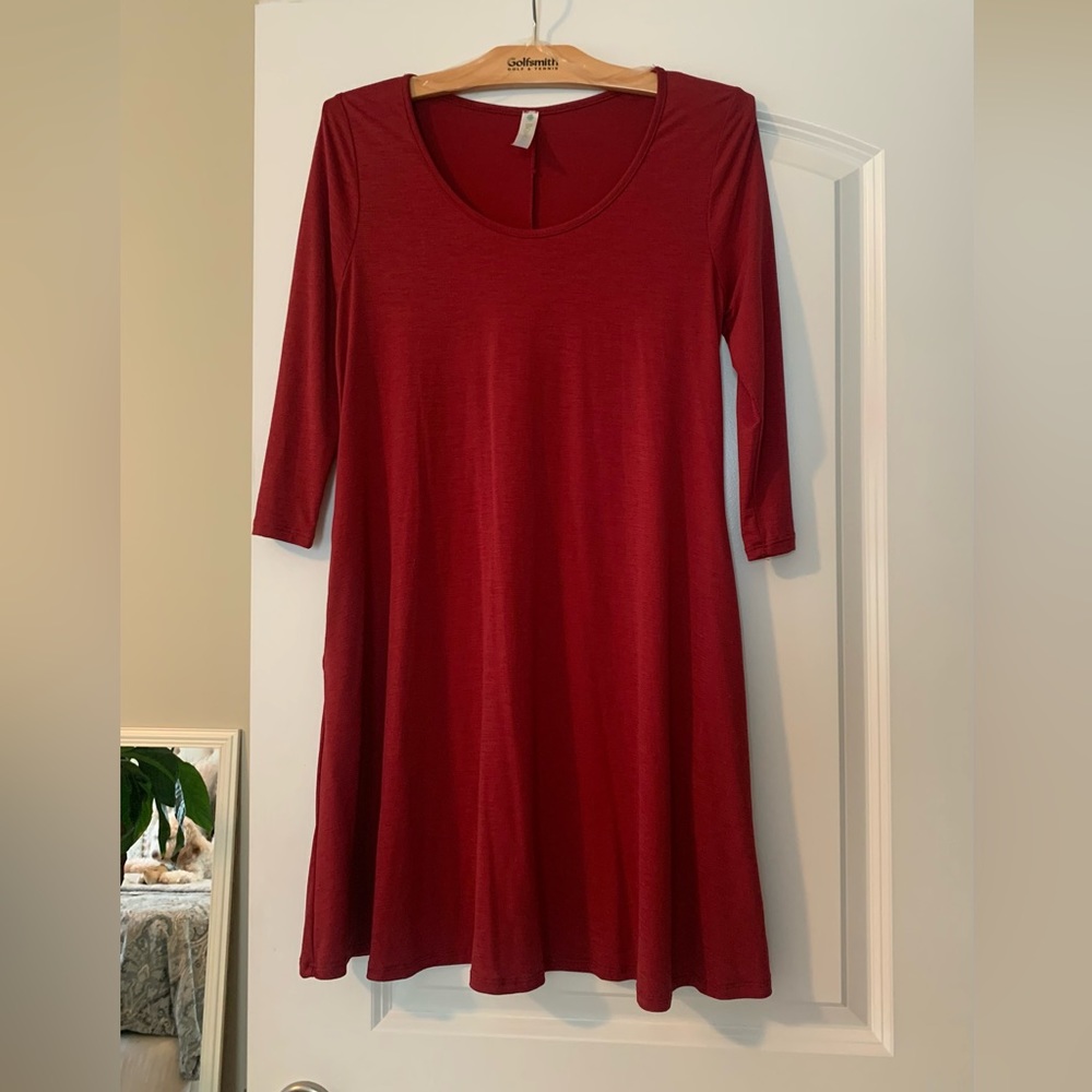 Red A-Line Dress by Boho Blu